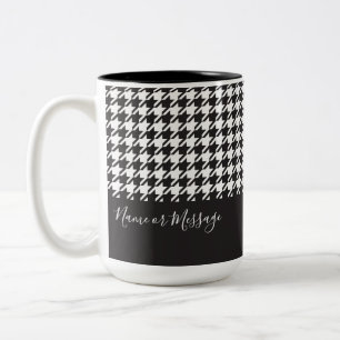Moderne Schicke Schwarz-Weiß-Hahnentritt Zweifarbige Tasse