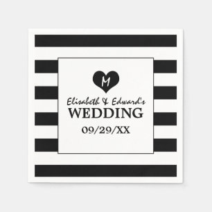 Moderne, schicke Schwarz-Weiß-Hochzeit Serviette
