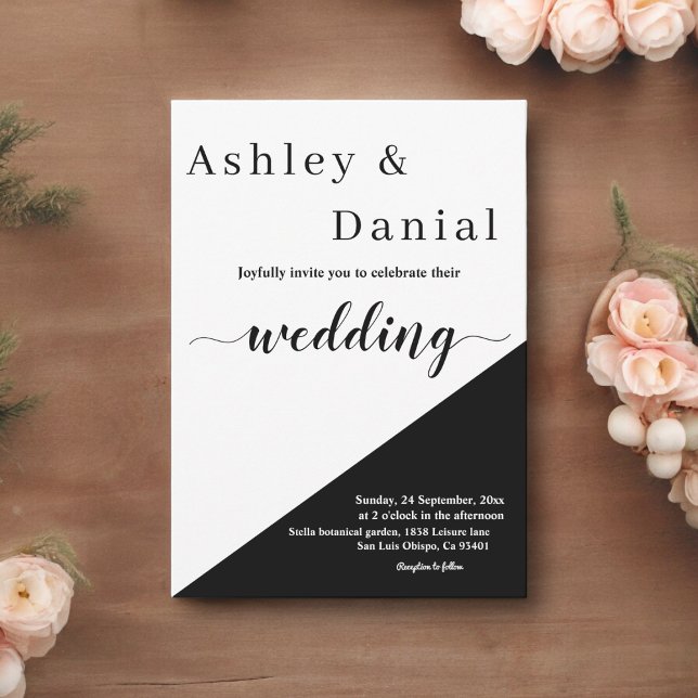 Moderne schicke Schwarz-Weiß-Schrift Elegante Hoch Einladung (Von Creator hochgeladen)