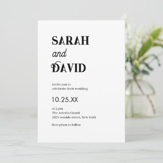 Moderne, schicke, schwarz-weiße Hochzeit Einladung