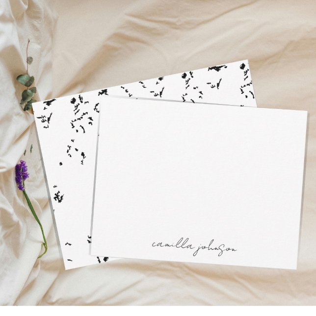 Moderne schicke Schwarze Grunge Textur | Monogramm Mitteilungskarte (Von Creator hochgeladen)