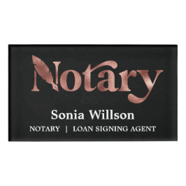 Moderne schicke schwarze Rose Notary Public Loan S Namenschild