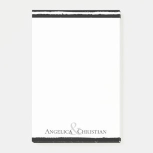 Moderne, schicke schwarze Streifen Couple Stationy Post-it Klebezettel