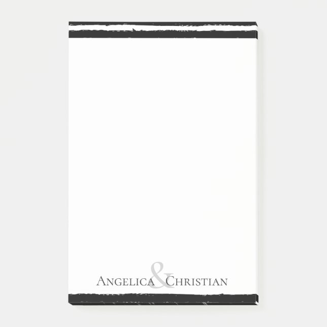 Moderne, schicke schwarze Streifen Couple Stationy Post-it Klebezettel (Vorderseite)