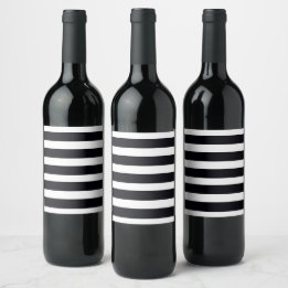 Moderne schicke schwarze und weiße Streifen Wein E Weinetikett