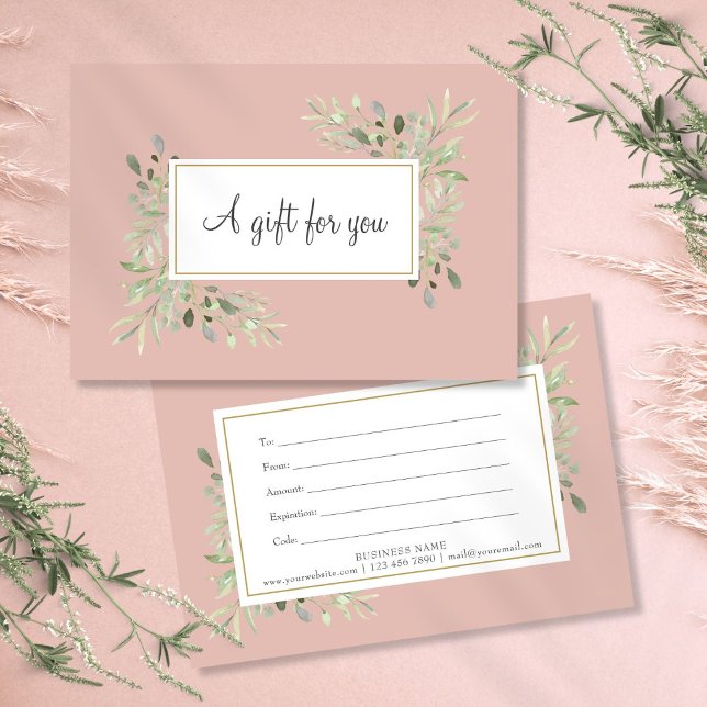 Moderne schicke Spring Blätter Script Geschenkguts (Modern Chic Greenery Script Gift Certificate)