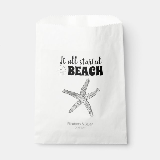Moderne schicke Starfish Beach Hochzeitsnacht Leck Geschenktütchen (Vorderseite)