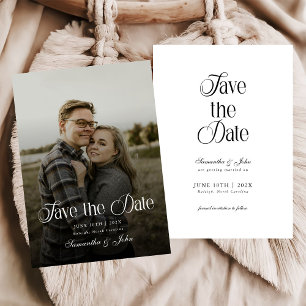 Moderne schicke Typografie Schwarz-Weiß-Foto Save The Date