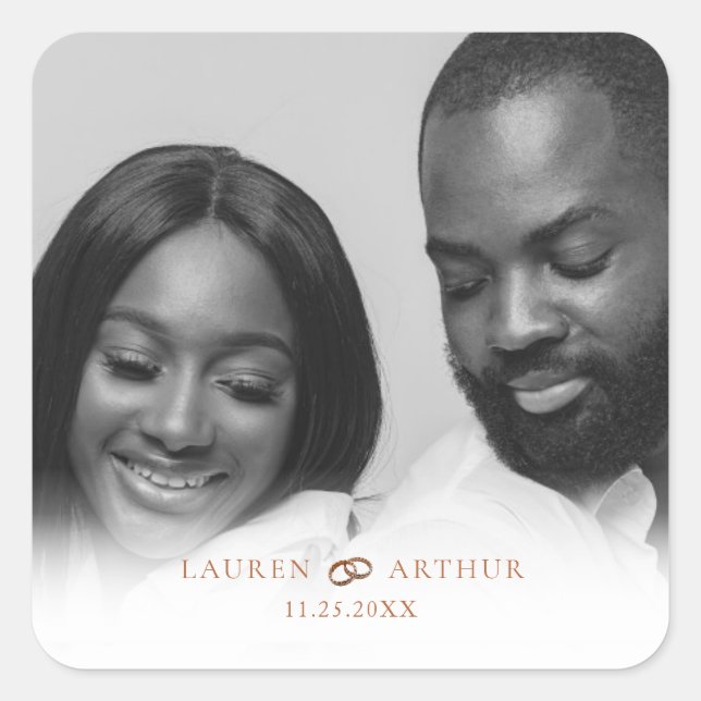 Moderne schicke Ultra Minimal Gold Frame Foto Hoch Quadratischer Aufkleber (Vorderseite)