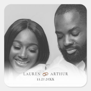 Moderne schicke Ultra Minimal Gold Frame Foto Hoch Quadratischer Aufkleber