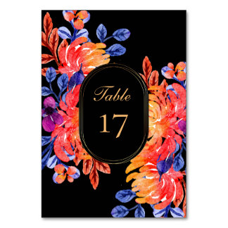 Moderne Schicke Wasserfarbe Blumenstrauß Hochzeit Tischnummer