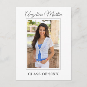 Moderne Schicke Weiße Abschlussfeier Foto Postkarte