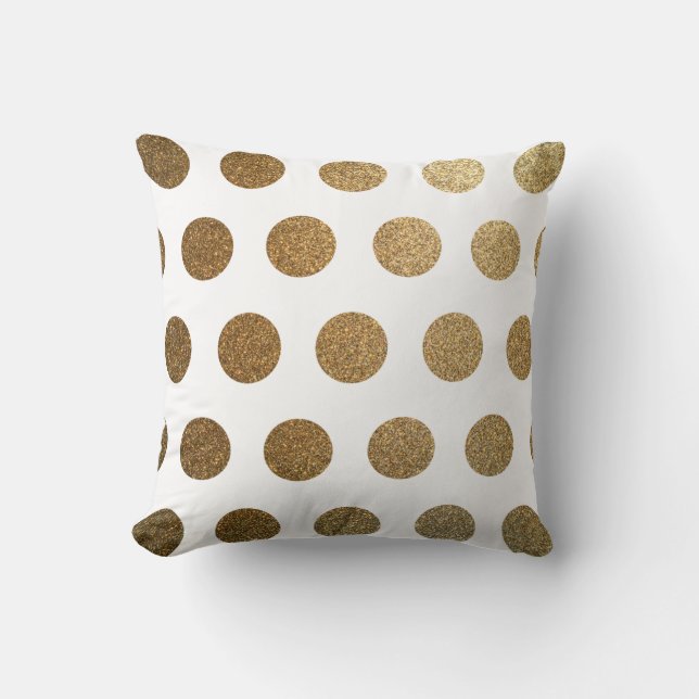 Moderne schicke weiße Goldpolka-Dots Kissen (Vorderseite)