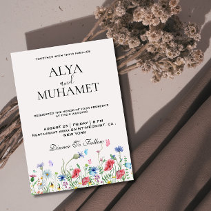 Moderne schicke wilde Blume Elfenbeinhochzeit Einladung
