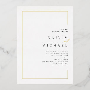 Moderne Schickrahmen minimalistische Foto-Hochzeit Folieneinladung