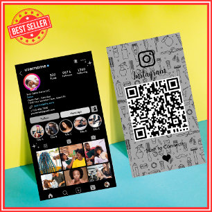 Moderne Schiefergraue Salon-Instagram-QR-Visitenka Visitenkarte