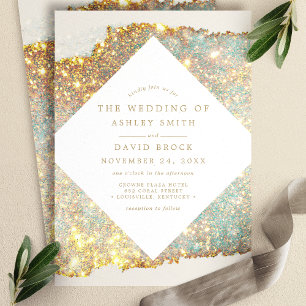 Moderne schillernde Glitter-Hochzeit Einladung