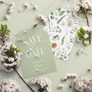 Moderne schlanke, elegante Wasserfarbe botanisch Save The Date