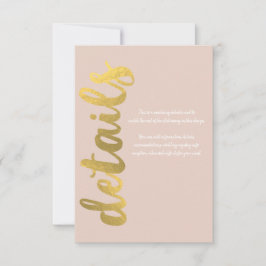 Moderne, schlanke Imitate Foil Gold Beige Hochzeit RSVP Karte