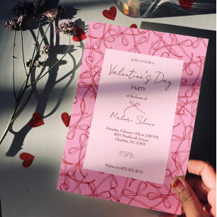 Moderne Schleifenmuster – Valentinstag-Party Einladung