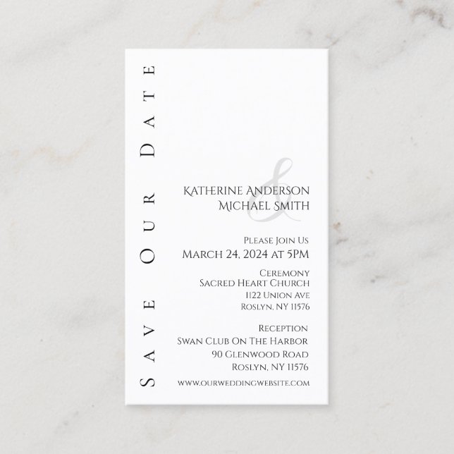 Moderne, schlicht-schwarz und weiß-Save the Date- Visitenkarte (Vorderseite)