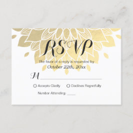 Moderne, schlicht weiße und goldene florale UAWG-R RSVP Karte