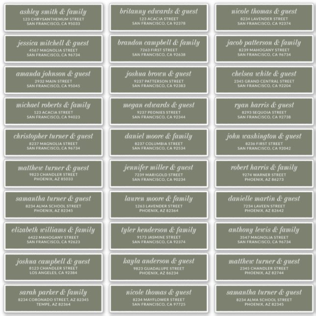 Moderne, schlichte Adresse für Hochzeitsgäste Aufkleber (Vorderseite)