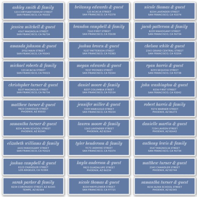Moderne, schlichte Adresse für Hochzeitsgäste Aufkleber (Vorderseite)