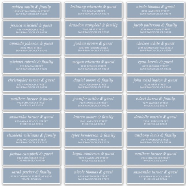 Moderne, schlichte Adresse für Hochzeitsgäste Aufkleber (Vorderseite)