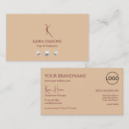 Moderne Schlichte Beige mit Monogram Logo und Juwe Visitenkarte
