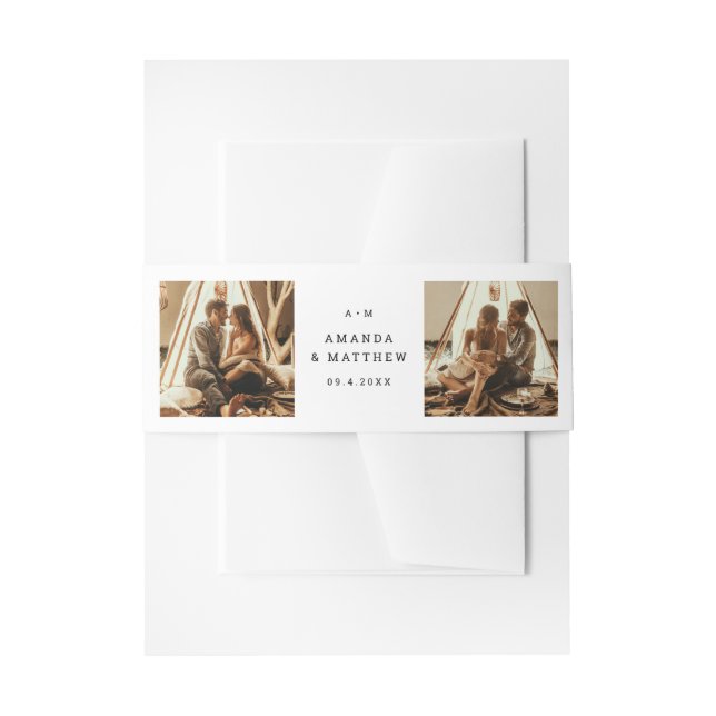 Moderne, schlichte Collage Foto Hochzeit Einladungsbanderole (Vorderseite Beispiel)