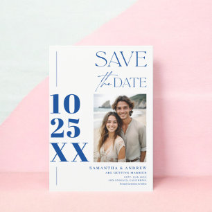 Moderne schlichte, fette, blaue, blaue Hochzeit Save The Date