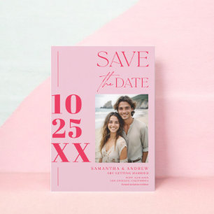 Moderne schlichte, fette Schrift Retro rosa Hochze Save The Date
