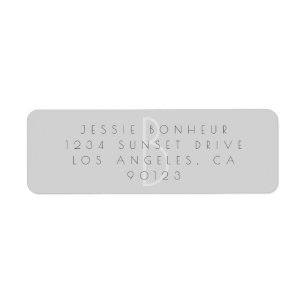 Moderne, schlichte, hellgraue Rücksendeadresse