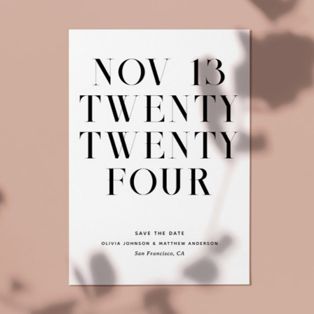 Moderne, schlichte Hochzeit in Schwarz-Weiß Save The Date (Von Creator hochgeladen)