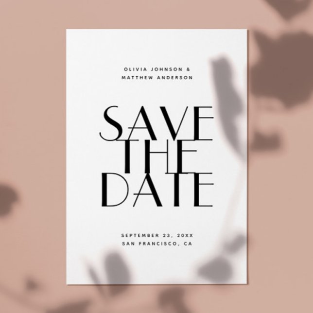 Moderne, schlichte Hochzeit in Schwarz-Weiß Save The Date (Von Creator hochgeladen)