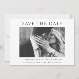 Moderne, schlichte Hochzeit in Schwarz-Weiß Save The Date