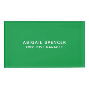Moderne Schlichte Klasse Beruflich Kelly Green Namenschild