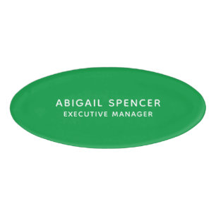 Moderne Schlichte Klasse Beruflich Kelly Green Namenschild