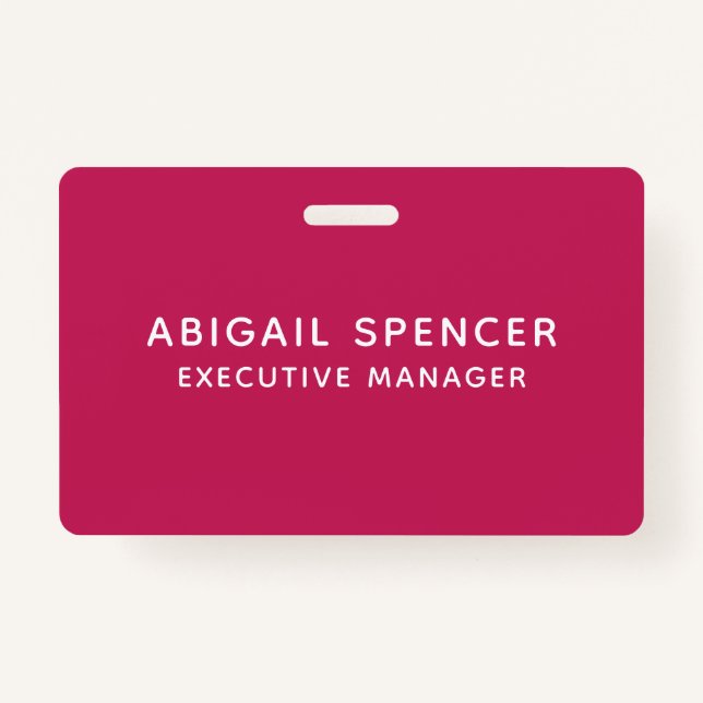 Moderne Schlichte klassische Berufliche Rose Rot Ausweis (Vorderseite)