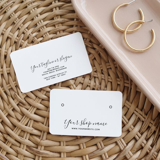 Moderne, schlichte Ohrring-Visitenkarten (Modern simple white stud earring display cards)