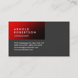 Moderne Schlichte Red Gray Trendy Business Card Visitenkarte