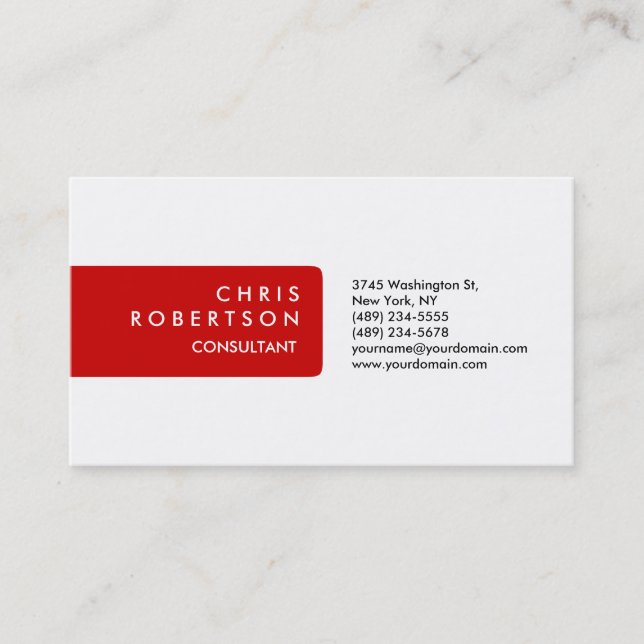 Moderne Schlichte Red White Attraktive Visitenkart Visitenkarte (Vorderseite)