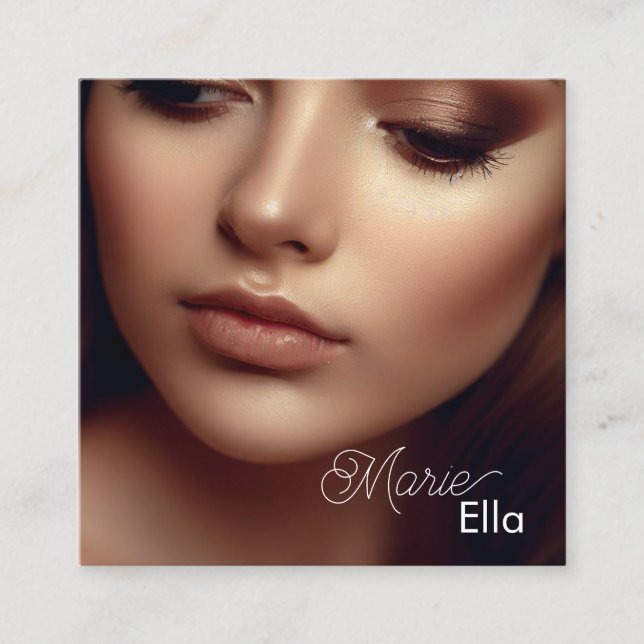 Moderne Schlichte Schwarz-Comp-Karte Fotovorlage K Quadratische Visitenkarte (Vorderseite)