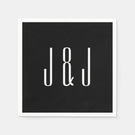 Moderne Schlichte Schwarze Hochzeit Serviette