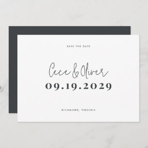 Moderne, schlichte Typografie-Hochzeit rettete die Save The Date