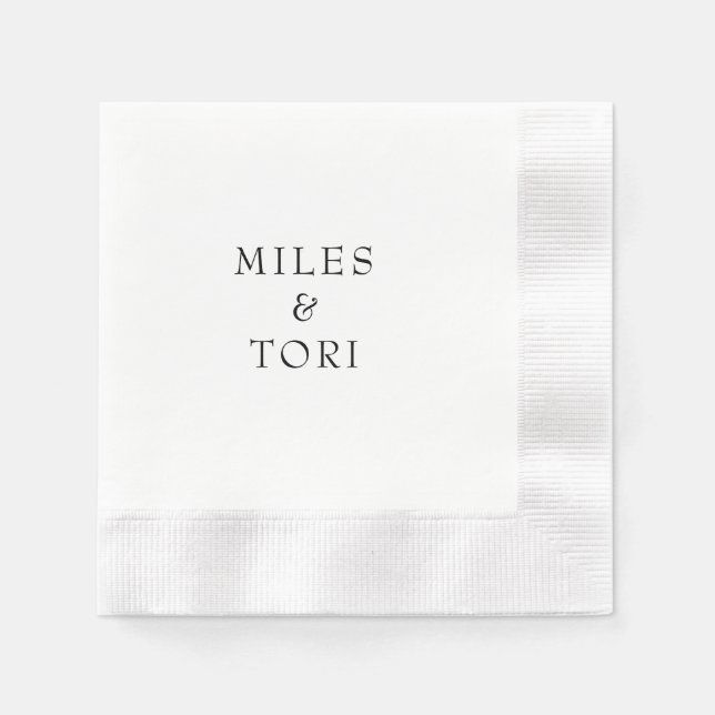 Moderne Schlichtheit B/W Hochzeit  Serviette (Vorderseite)