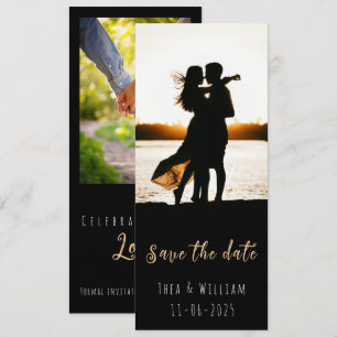 Moderne schmale 2 Fotos Save the Date Einladung