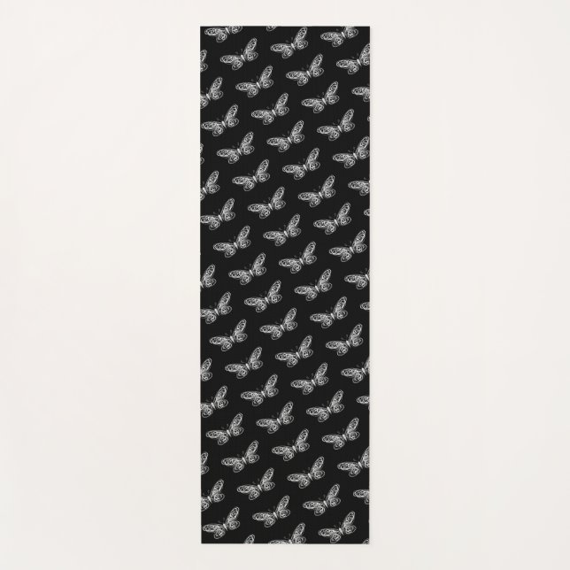 Moderne Schmetterlinge Black Yoga Mat Yogamatte (Vorderseite)
