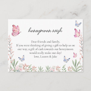 Moderne Schmetterlinge Brautparty Honeymoon Wish Begleitkarte